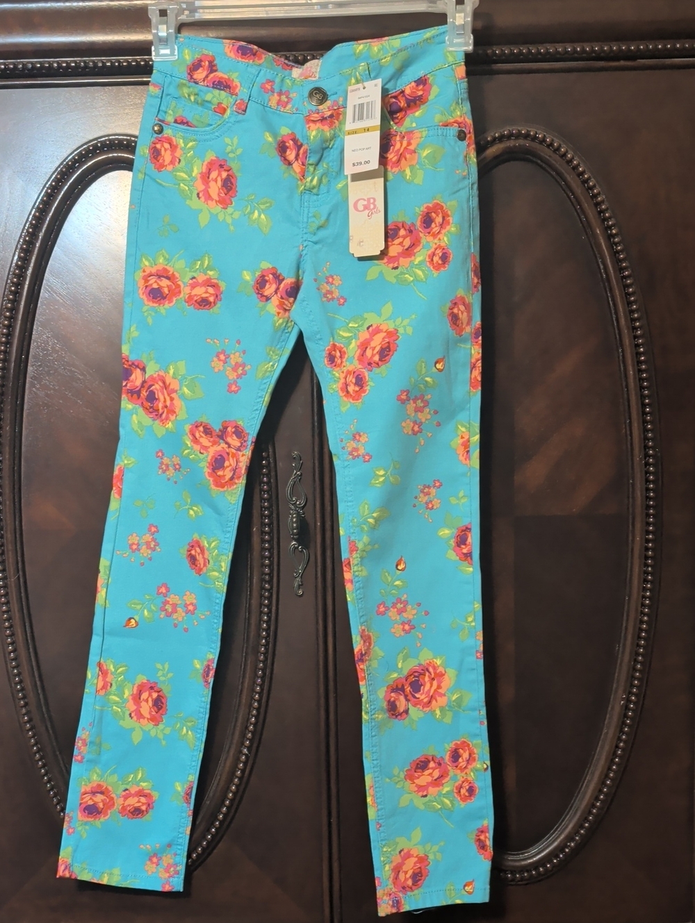 GB Girls Size 14 Nostalgic Indie Pop Colorful Floral Eye-catching Pants